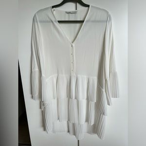 Zara White Frilly Dress